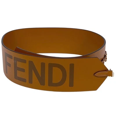 FENDI Logo Clip Cinturón Cinturón Cinturón Cuero Marrón Mujer Foto 1 de 4