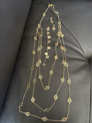 TORY BURCH Collana a strati Tori Burch bracciale con ciondolo e orecchini firmati con sacchetto antipolvere