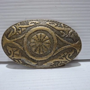 Vintage Brass Belt Buckle – 12.5cm x 8cm – Fits Belt Up to 6cm Wide - Picture 1 of 4