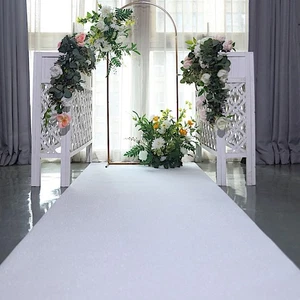 50 ft WHITE Glittered AISLE RUNNER Wedding Ceremony Party Events Decorations - Picture 1 of 8