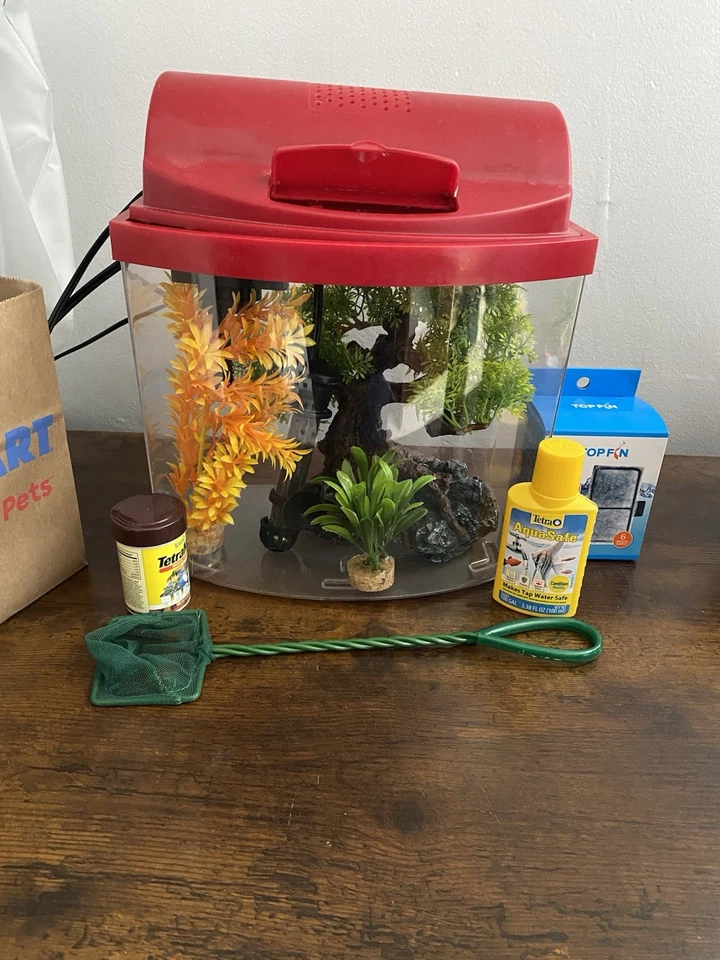 Kit pecera de plástico de 2,5 galones con calentador, filtro y cartuchos y más  Foto 1 de 4