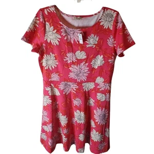Talbots Factory Pink Floral Short Sleeve Dress, NWT, Size 12 - Picture 1 of 6