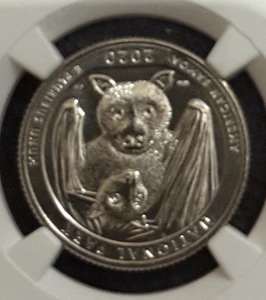 2020 W American Samoa Park NP Quarter 25c NGC MS 65 Privy Mark V75 Bat Coin NDay - Picture 1 of 4