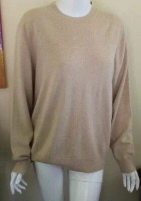 MENS CASHMERE Lands End Sz M 38-40 Lux Crewneck Cashew Brown Beige Sweater MINT - Image 1 of 4