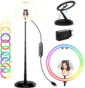 12"" RGB Ring Licht faltbar mit UL-zertifiziertem Adapter, 21-67"" 32 RGB Farben - Bild 1 von 8