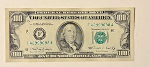 SMALL BUST FRANKLIN HUNDRED DOLLAR BILL 1990 ATLANTA GEORGIA -LIGHTLY CIRCULATED - Picture 1 of 2