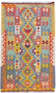 Handmade rugs Afghan kilim Turkish vintage flat woollen runner 202 x 106 cm - Picture 1 of 7