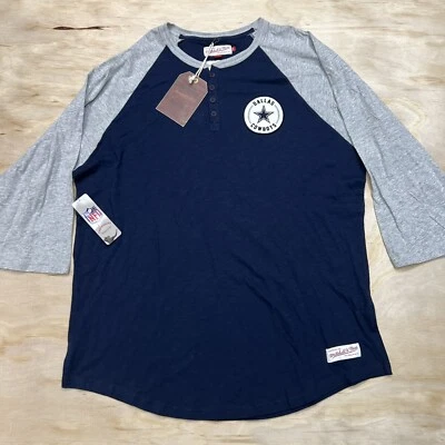 全新 修身 Mitchell Ness 达拉斯牛仔 NFL 不败亨利 3XL 3/4 袖 — 第 1/4 张图片