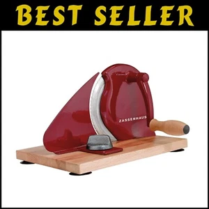 Ergonomic Hand-Crank Bread Slicer with Adjustable Thickness - Vintage Red - Zdjęcie 1 z 7