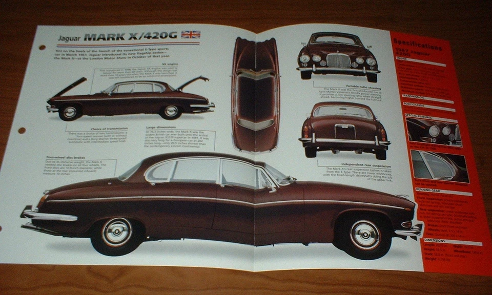 1967 JAGUAR MARK X 420G ORIGINAL IMP BROCHURE 67 62 63 64 65 66 68 69 70 420 G - Image 1 of 1