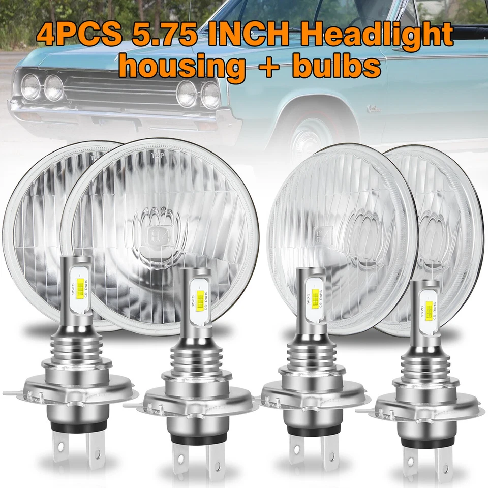 Carcasa de faro redondo + bombillas para Chevrolet Kingswood 1959-1972 de 5,75" pulgadas Foto 1 de 4