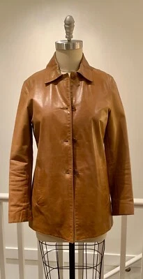 Chaqueta de mujer Rudsak de cuero coñac con botones de manga larga talla M Foto 1 de 4