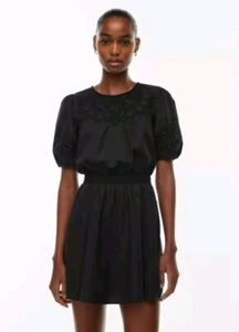 Little Moon Aritzia Women's Black Short Puff Sleeve Mini Dress Sz XS Stretchy 03 - Picture 1 of 9