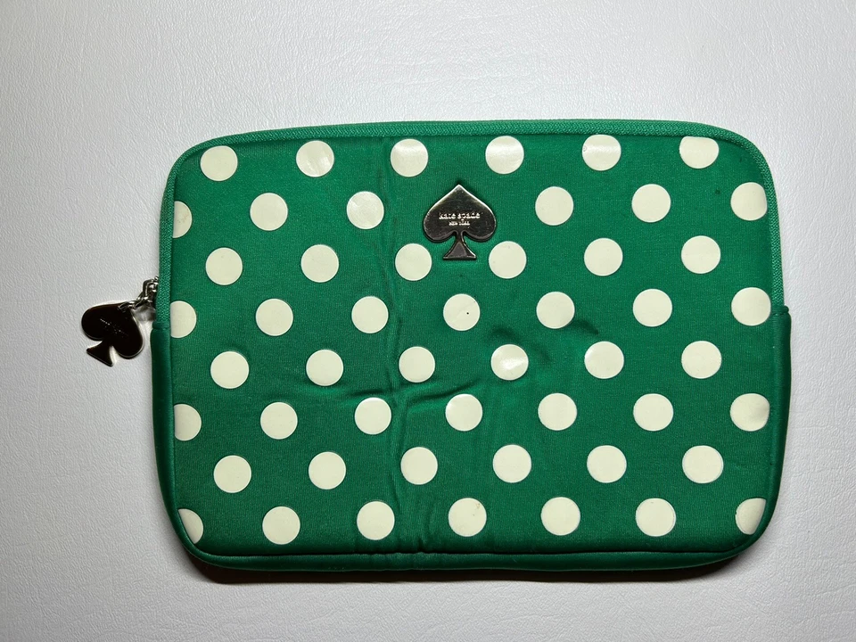 Kate Spade Verde Lunares Tablet Estuche Bolsa Pequeña Bolsa de Maquillaje Acolchada Foto 1 de 4