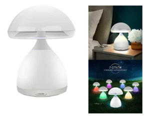 LAMPADA LED DA COMODINO FORMA FUNGO LUMINO 7 COLORI RGB SENZA FILI CROMOTERAPIA - Foto 1 di 6