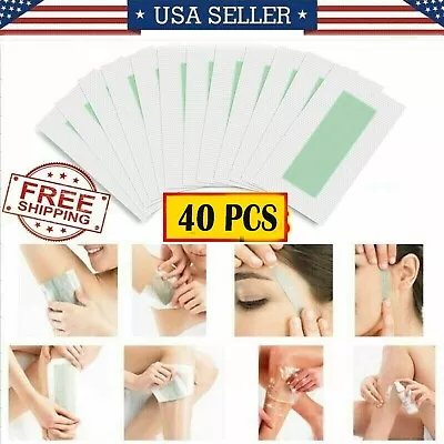 40x Hair Removal Strips For Leg Body Facial Depilatory Wax Paper Double Side • 5.98€