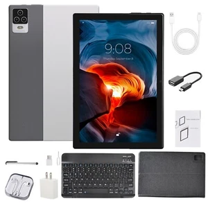 10 inch Tablet Ultra Big Android 256GB Storage 8GB RAM IPS Bundle Keyboard Case - Picture 1 of 18