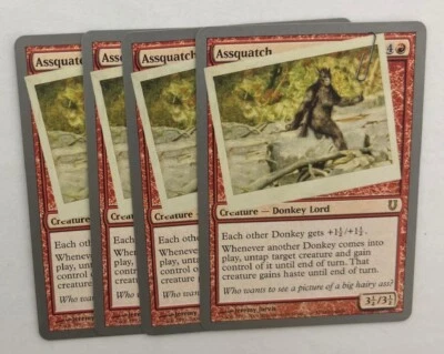 MTG 4X UNHINGED ASSQUATCH NM MAGIC THE GATHERING RARE CREATURE RED - Image 1 of 4