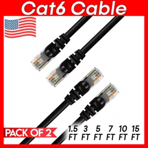 2 x Cat 6 Patchkabel schwarz Cat6 Kabel Ethernet RJ45 Stecker Internetkabel - Bild 1 von 11
