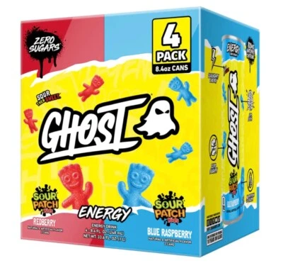 Ghost Energy Sour Patch Kids 4er Pack Dosen Redberry & Blue Raspberry USA Import