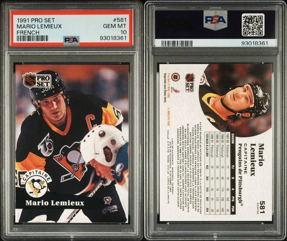 1991 Pro Set French Mario Lemieux #581 PSA 10 GEM MINT POP 7! - Image 1 of 1