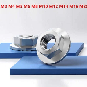 M3 M4 M5 M6 M8 M10 M12 M14 M16 M20 Serrated Flanged Nuts A2/A4 Stainless Steel - Picture 1 of 11
