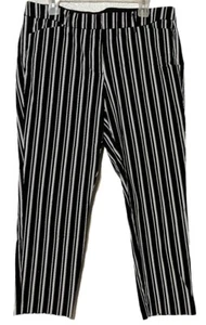Worthington Pinstripe Dress Pants Sz 12 Black White Mid Rise Cropped - Picture 1 of 12