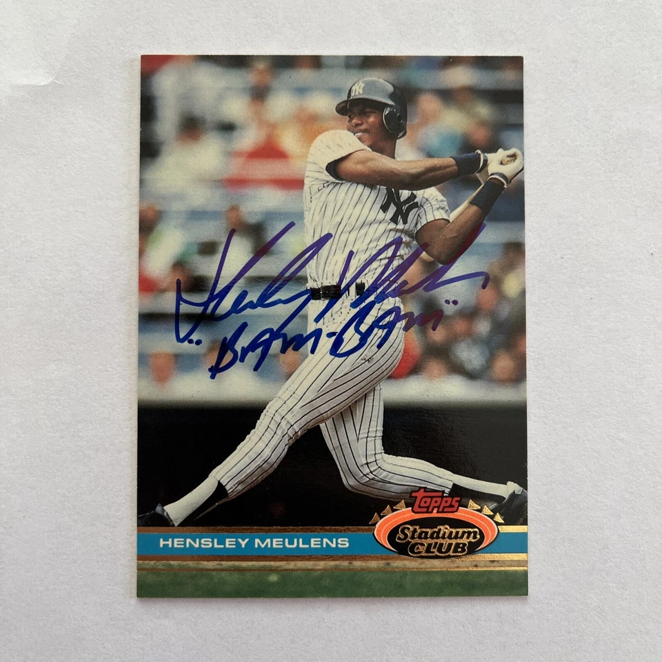 HENSLEY BAM BAM MEULENS 1991 TOPPS SC AUTOGRAPHED SIGNED AUTO BASEBALL CARD - Image 1 of 1
