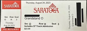 1-2 Tix GRANDSTAND Sect O Row H 2023 Saratoga Race Course Thurs, August 24 $23 - Picture 1 of 2