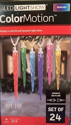 Gemmy Light Show Icicle Color Motion Multi-color - 24 Icicles - 23 Foot - Image 1 of 2