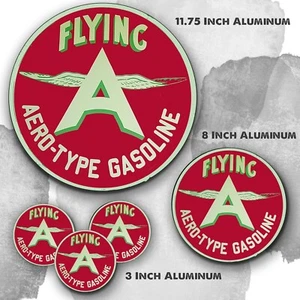 Flying A Aero-Type Aviation Gas and Oil Reproduction Aluminum Circle Sign - Bild 1 von 4