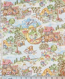 Vintage Toile & Stripe Nursery Thyme Flannel Cotton General Fabrics Dona Mollo - Picture 1 of 3