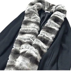 🧥❄️ OLEG CASSINI Vintage 90s Wool Cape Coat | Women’s Sz 14 | Faux Fur Glam - Picture 1 of 10
