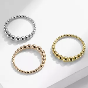 Anillo de plata titanio oro rosa oro rosa de 3,5 mm con banda de cuentas irregulares para mujer talla 6-8 - Imagen 1 de 11