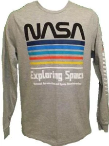 New NASA Space Adult Mens Sizes S-M-L-XL-2XL Gray Long Sleeve Shirt - Picture 1 of 5