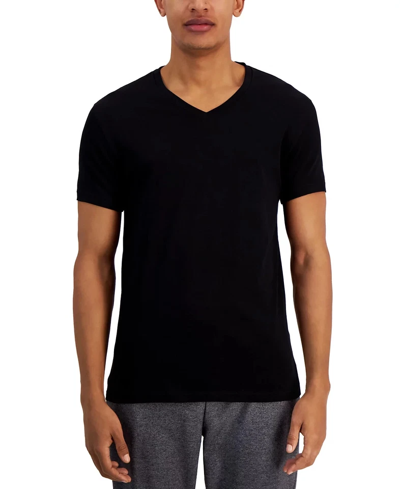 ALFANI 3 Pack Black 100% Cotton Regular Fit V-Neck T-Shirt Large (Out of Box) - Image 1 of 1