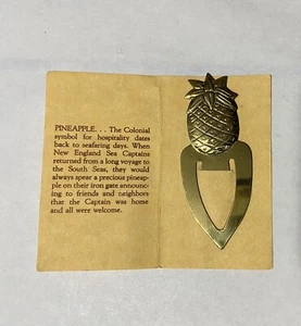 Eurocraft Brass Pineapple Vintage Bookmark- Made in VA -On Original Card - Picture 1 of 5
