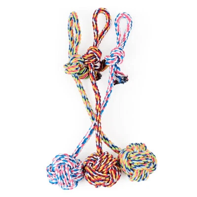 6 Pack Dog Rope Toys Braided Rope Chew Play for Aggressive Chewers Fun Ball Toys - Image 1 of 4