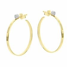 Hawley Street 14k Yellow Gold Flat Hoop Earrings with Diamond Accents