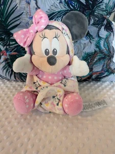 Disney Parks Baby 12" Minnie Mouse Hoodie Blanket Soft Plush Toy Very Rare - Picture 1 of 7