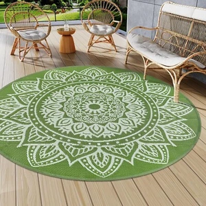 Famibay Outdoor Rug Round 240CM Garden Rugs 240 x 240 cm, Grass Green - Picture 1 of 7