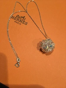 Sterling silver 925chain Swarovski CRYSTAL BALL Pendant - Picture 1 of 7