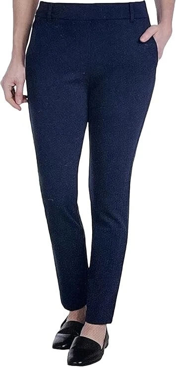 Dalia Women's XL Mid Rise Narrow Leg Tummy Control Pants Navy Blue 30" Midseam