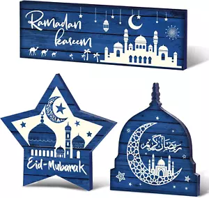 3 Pieces Happy Eid Mubarak Party Decoration Ramadan Table Centerpieces Eid Mubar - Picture 1 of 12