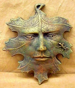 Home Garden Decor Greenman Leaf Lizard Sculpture - Picture 1 of 1