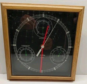 Sunbeam Wall Clock Humidity, Barometer, Thermometer Quartz Wood Frame Not Tested - Picture 1 of 12