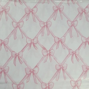 Pink White Bows Lattice TWIN XL Sheet Set 3pc College Dorm 100% Cotton Coquette - Picture 1 of 13