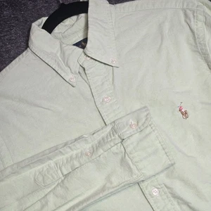 Ralph Lauren Oxford Shirt Mens Medium Button Down Long Sleeve Green Flesh Pony - Picture 1 of 9