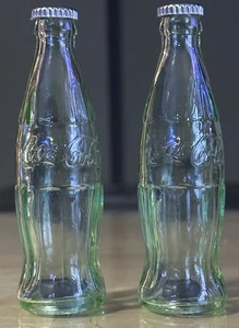 Coca-Cola Glass Salt Pepper Shakers Vintage Coke Bottles New - Picture 1 of 5