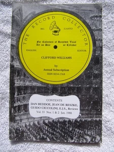 Jean De Reszke RECORD COLLECTOR Magazine 1988 Vol 33 1&2 Dan Beddoe Discography - Picture 1 of 2